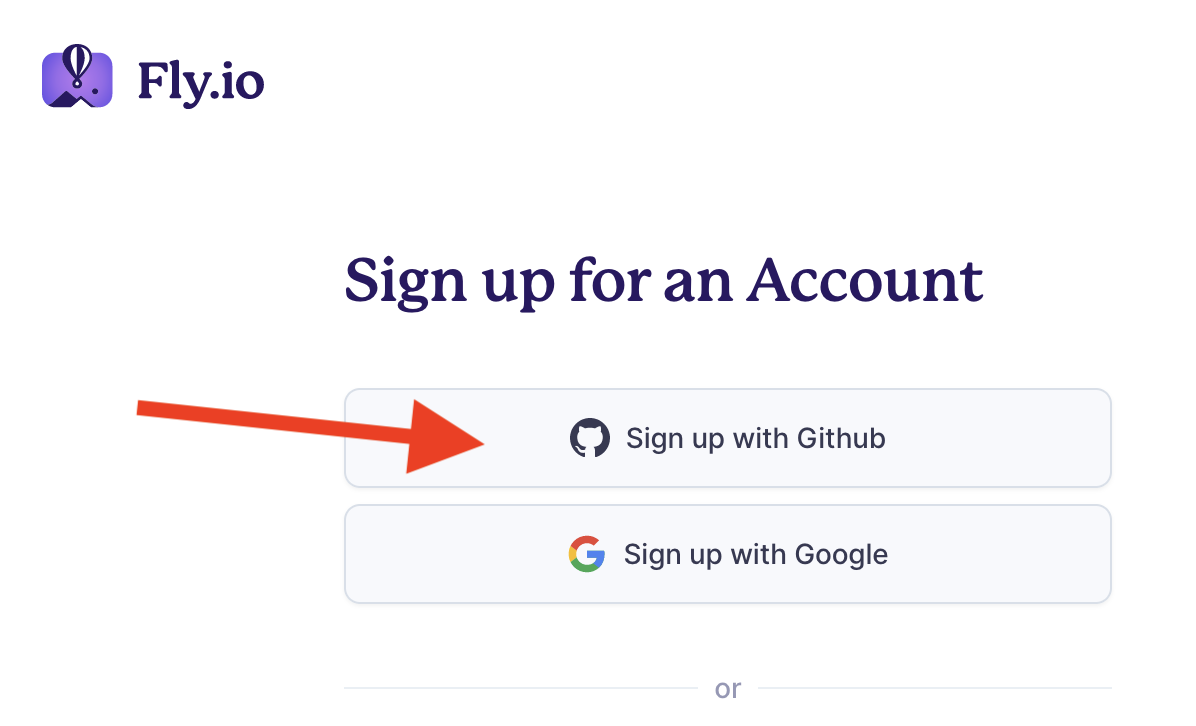 Sign up using GitHub